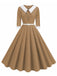1950s Contrast Tie Neck Belted Lapel Dress: where 1950s romance meets her modern spirit