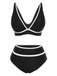 1950s Contrast Trim High Waist Bikini Set - vintage fashion, retro style