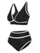 1950s Contrast Trim High Waist Bikini Set - vintage fashion, retro style