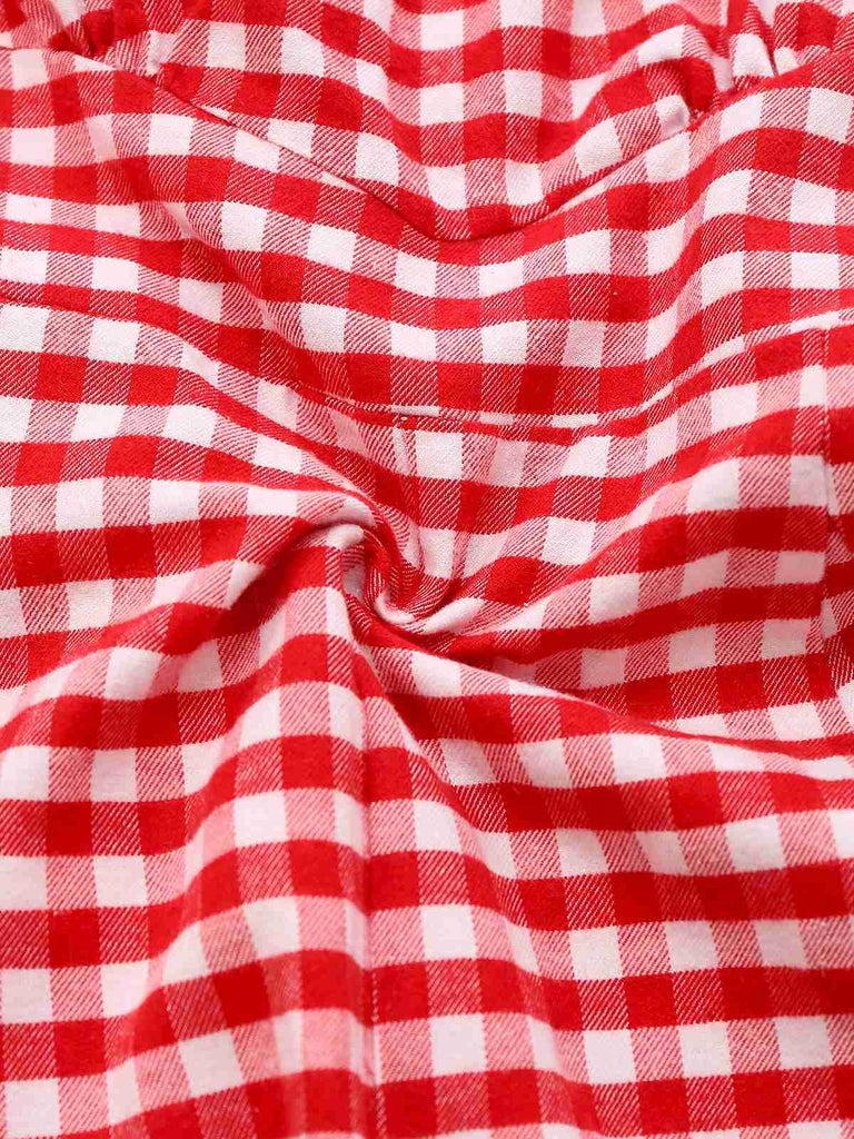 1950s Cotton Lace Patchwork Gingham Plaid Romper - vintage jumpsuit, retro fashion