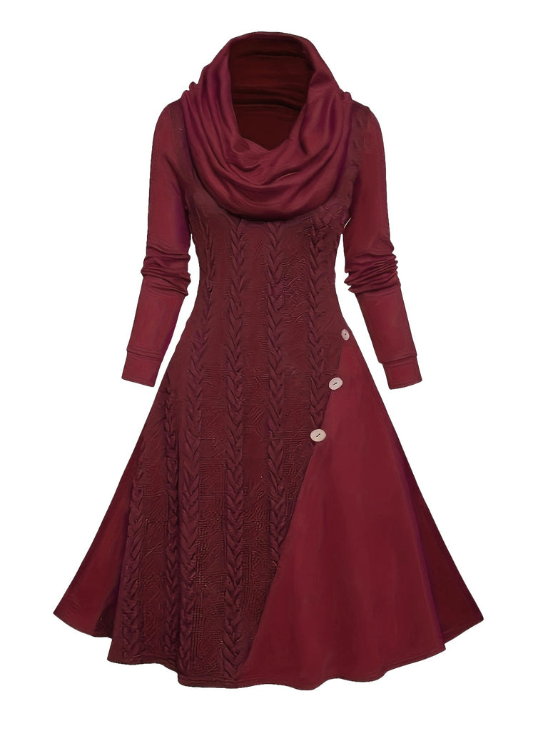 burgundy cowl neck sweater dress Burgundy Sweater Dress - Cowl Neck Sweater Dress - Knit Dress