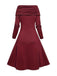 1950s Cowl Neck Knit Patchwork Swing Dress — the kind of 1950s dress that makes strangers smile