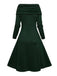 1950s Cowl Neck Knit Patchwork Swing Dress: where 1950s romance meets her modern spirit