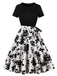 1950s Crew Neck Patchwork Swing Dress: where 1950s romance meets her modern spirit