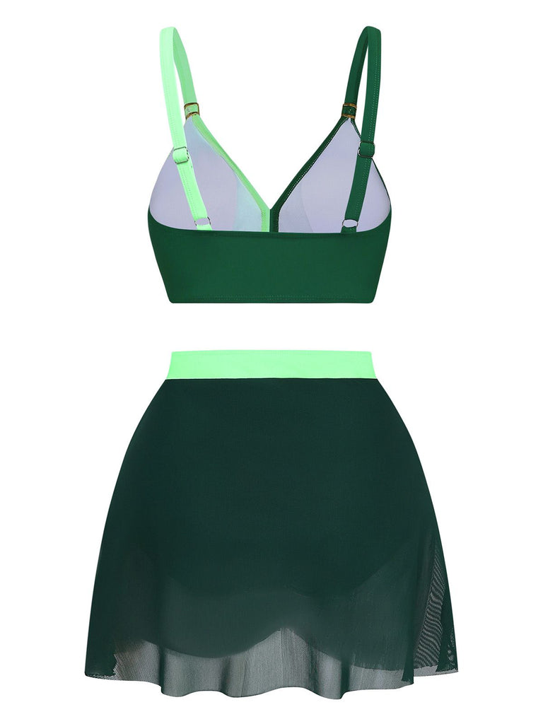 1950s Cross-Back Ruched Mesh Bikini Set - vintage fashion, retro style