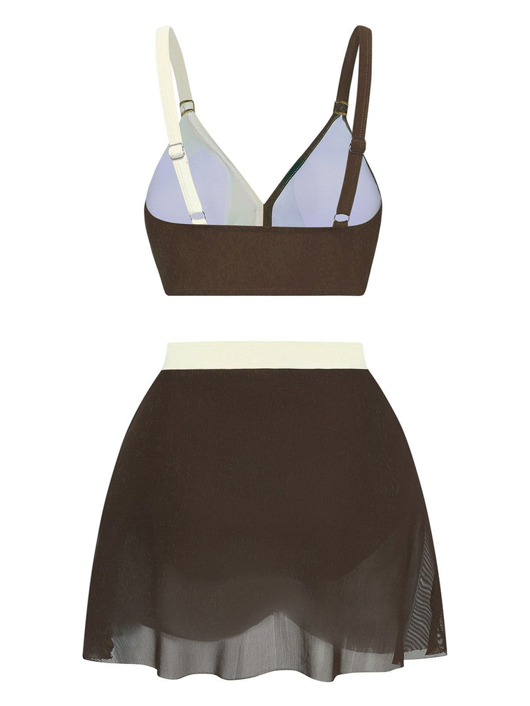 1950s Cross-Back Ruched Mesh Bikini Set - vintage fashion, retro style