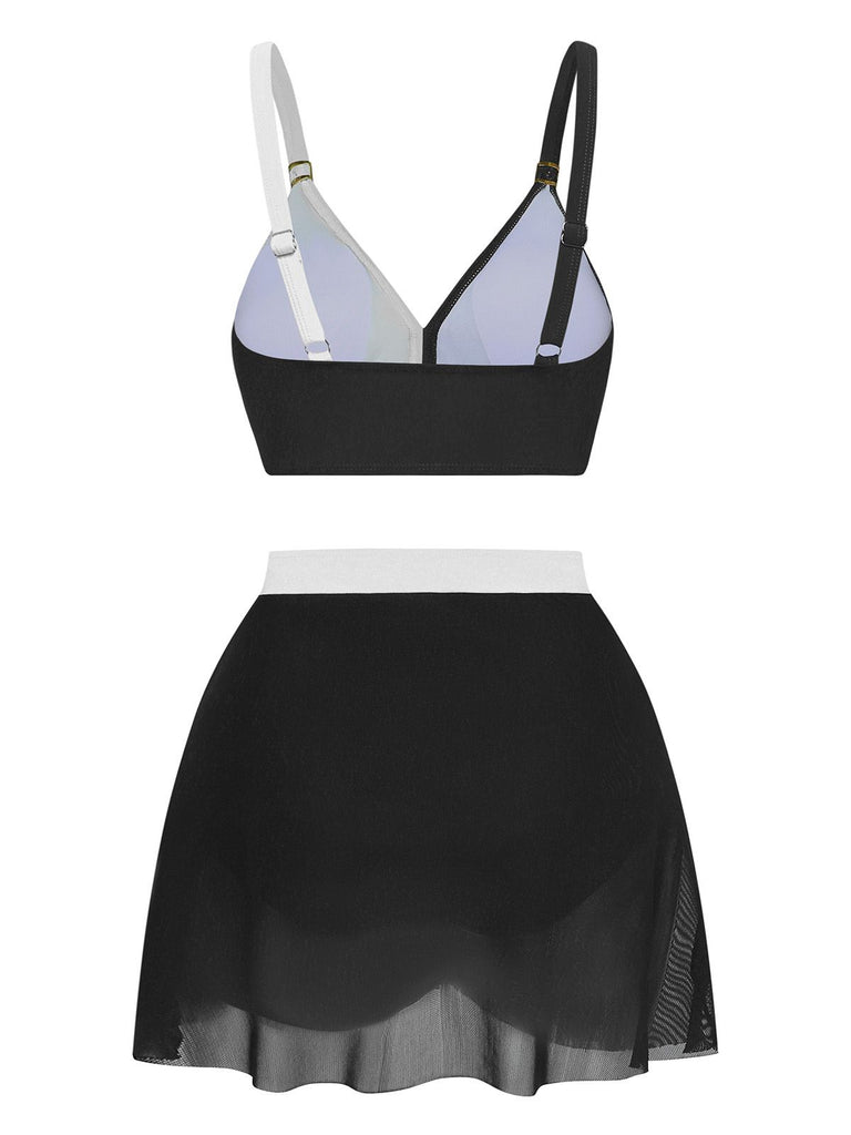 1950s Cross-Back Ruched Mesh Bikini Set - vintage fashion, retro style