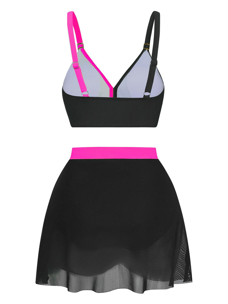 1950s Cross-Back Ruched Mesh Bikini Set - vintage fashion, retro style