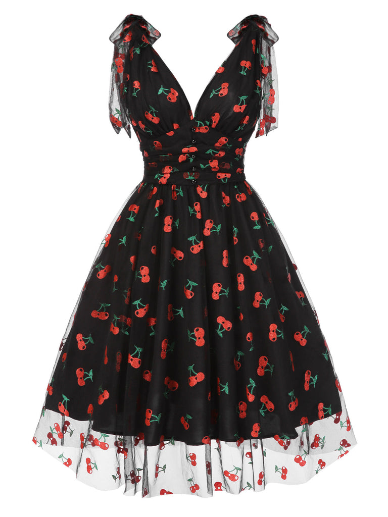 1950s Daisy Mesh Swing Dress - vintage dress, retro fashion, rockabilly