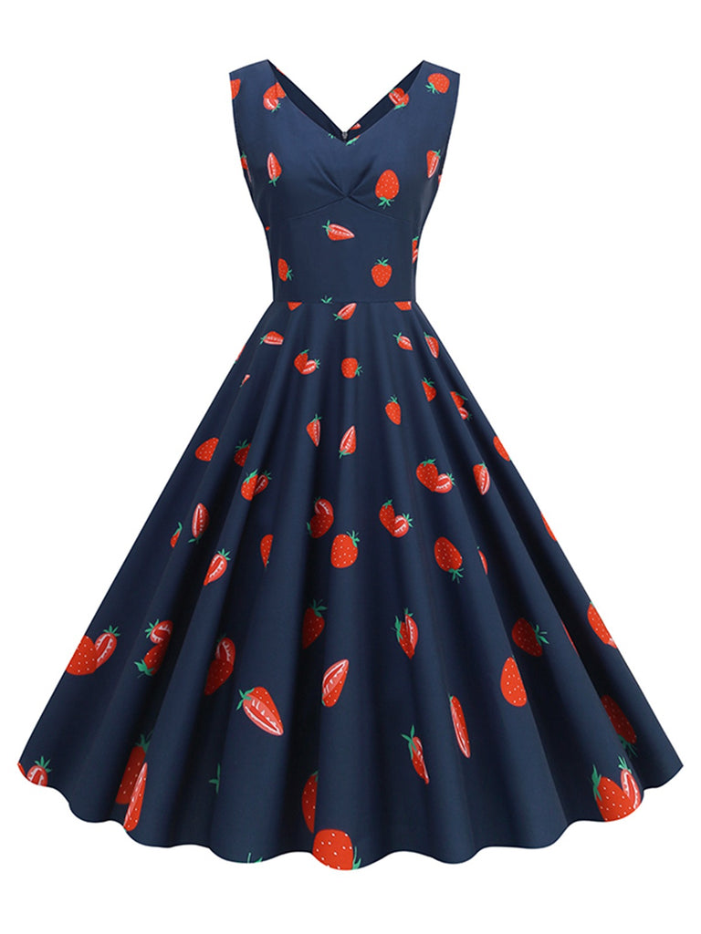 retro strawberry dress Strawberry Collared Dress