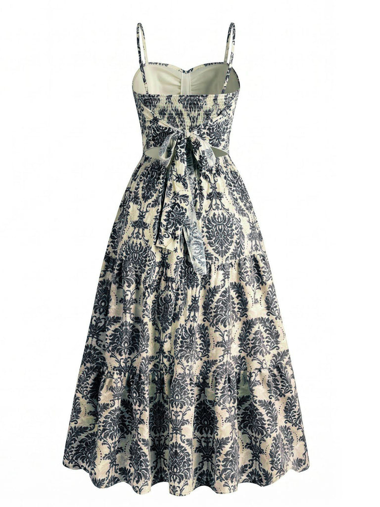 1950s Damask Spaghetti Strap Sweetheart A-Line Dress | Retro Stage 1950s Damask Spaghetti Strap Sweetheart A-Line Dress | Retro Stage