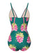 This 1950s Deep V Grape One-Piece Swimsuit carries 1950s vacation dreams in every stitch