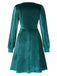 1950s Deep V-Neck Velvet Button Solid Dress: where 1950s romance meets her modern spirit