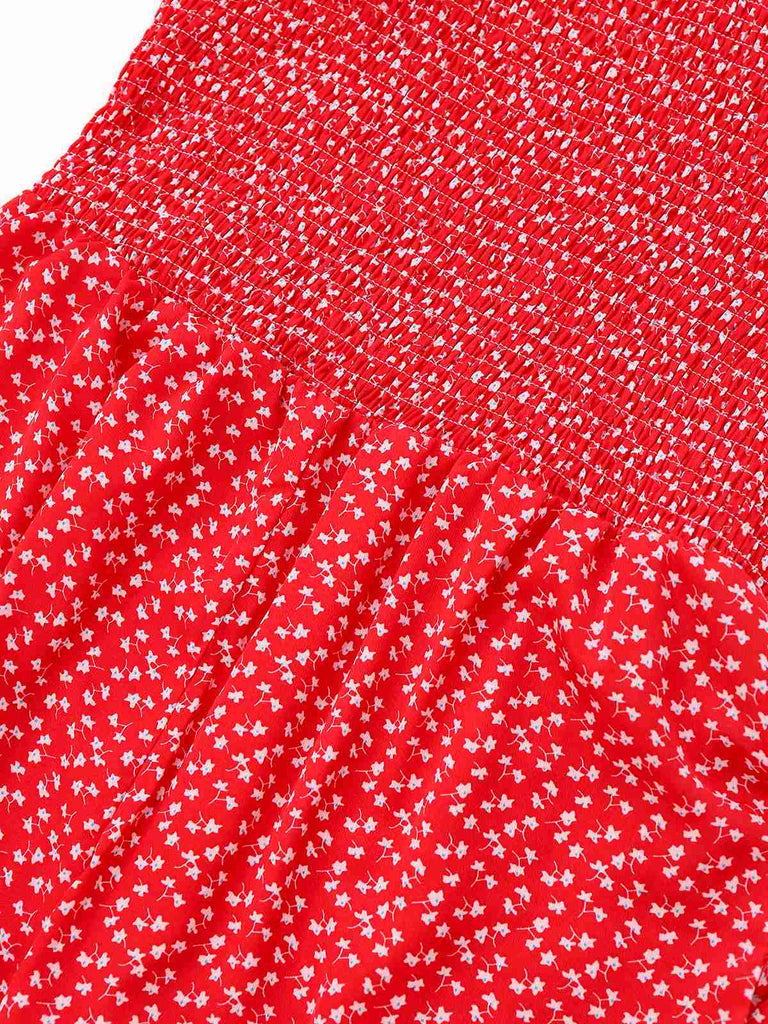 1950s Ditsy Floral Square Neck Puff Jumpsuit - vintage jumpsuit, retro fashion