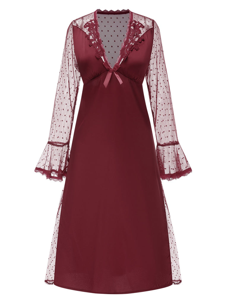 1950s Dots Sheer Sleeves Deep | 1950s | vintage dress, retro fashion