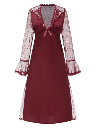 1950s Dots Sheer Sleeves Deep | 1950s | vintage dress, retro fashion