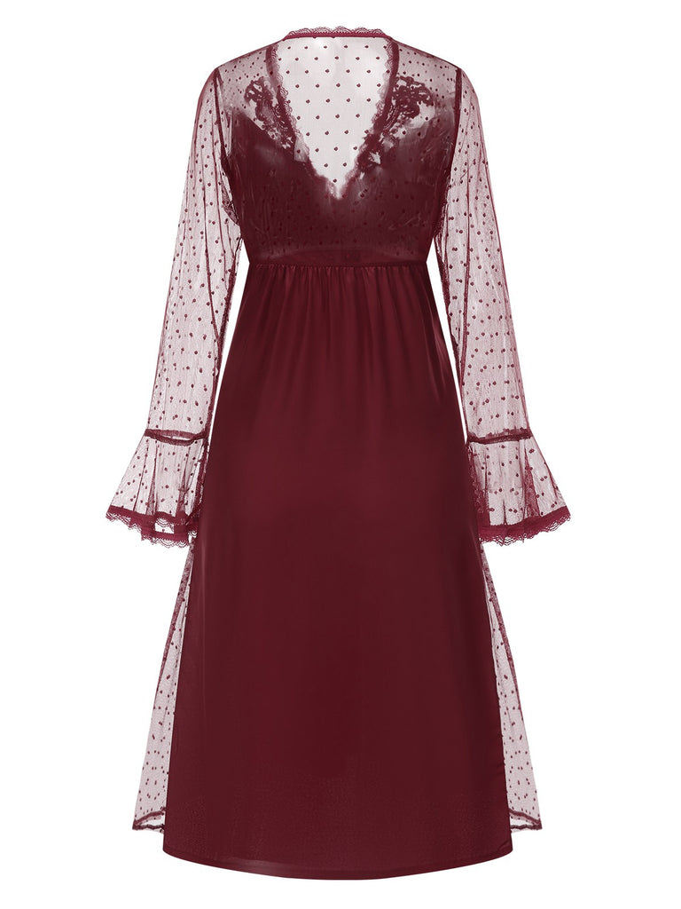 1950s Dots Sheer Sleeves Deep | 1950s | vintage dress, retro fashion
