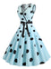 2PCS Blue 1950s Embroidery Pockets Dress & Bow Polka Dot Dress - vintage dress, retro fashion, rockabilly