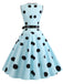 2PCS Blue 1950s Embroidery Pockets Dress & Bow Polka Dot Dress - vintage dress, retro fashion, rockabilly