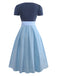 2PCS Blue Grey 1950s Solid Square Neck Dress & Apron - vintage dress, retro fashion, rockabilly