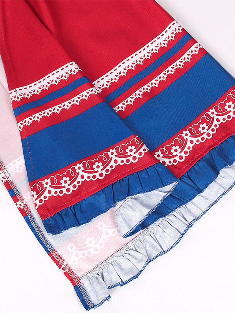 2PCS Blue 1950s Oktoberfest Bavarian Carnival Dress & Red Apron - vintage dress, retro fashion, rockabilly