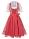 2PCS 1950s Oktoberfest White Top & Red Plaid Dress & Red Apron - vintage dress, retro fashion, rockabilly