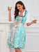 2PCS Sky Blue 1950s Floral Jacquard Dress & Mesh Embroidered Apron - vintage dress, retro fashion, rockabilly