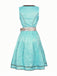 2PCS Sky Blue 1950s Floral Jacquard Dress & Mesh Embroidered Apron - vintage dress, retro fashion, rockabilly