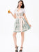 3PCS Green 1950s Puff Sleeve Top & Square Neck Floral Dress - vintage dress, retro fashion, rockabilly