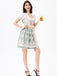3PCS Green 1950s Puff Sleeve Top & Square Neck Floral Dress - vintage dress, retro fashion, rockabilly
