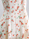 Beige 1950s Floral Print Tie Strap Sweetheart Neck Dress - vintage dress, retro fashion, rockabilly