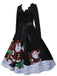 Black 1950s Scalloped Neck Christmas Santa Belted Dress - vintage dress, retro fashion, rockabilly