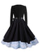 Black 1950s Scalloped Neck Christmas Santa Belted Dress - vintage dress, retro fashion, rockabilly