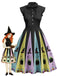 1950s Bowknot Halloween Witch Hat Potion Swing Dress - vintage dress, retro fashion, rockabilly