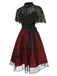2PCS Black 1950s Halloween Bat Mesh Dress & Sheer Cape - vintage dress, retro fashion, rockabilly