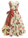 1950s Christmas Candy Cane Santa Bow Strapless Dress - vintage dress, retro fashion, rockabilly