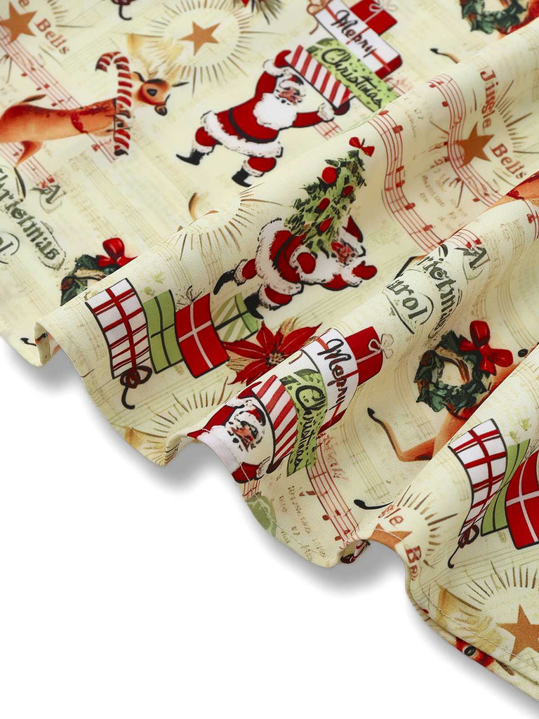 1950s Christmas Candy Cane Santa Bow Strapless Dress - vintage dress, retro fashion, rockabilly