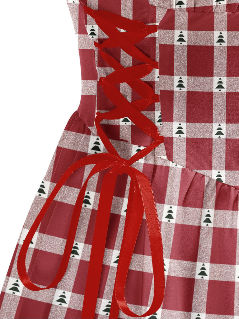 1950s Christmas Candy Cane Striped Lace-Up Holiday Dress - vintage dress, retro fashion, rockabilly
