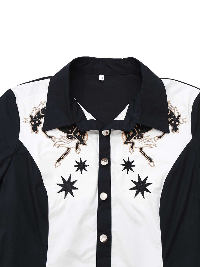 1950s Cotton Western-Inspired Embroidered Horse&Star Dress - vintage dress, retro fashion, rockabilly