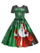 Green 1950s Christmas Santa Claus Lace Patchwork Dress - vintage dress, retro fashion, rockabilly