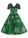 Green 1950s Christmas Santa Claus Lace Patchwork Dress - vintage dress, retro fashion, rockabilly