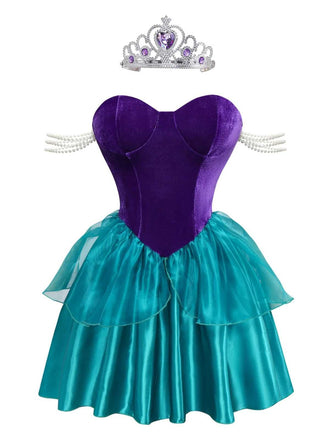 1950s Mermaid Princess Ariel Costume Dress With Crown - vintage dress, retro fashion, rockabilly