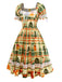 Multicolor 1950s Christmas Tartan Sweetheart Lace Patchwork Dress - vintage dress, retro fashion, rockabilly
