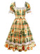 Multicolor 1950s Christmas Tartan Sweetheart Lace Patchwork Dress - vintage dress, retro fashion, rockabilly