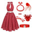 Red 1950s Polka Dot Halter Dress With Accessories Set - vintage dress, retro fashion, rockabilly