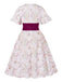 Rose Viole 1950s Sweetheart Bell Sleeves Floral Dress - vintage dress, retro fashion, rockabilly