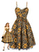 1950s Slip Leopard Sunflower Butterflies Lace Dress - vintage dress, retro fashion, rockabilly