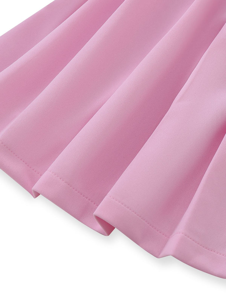 1950s Sweetheart Neck Long Sleeve Solid Pleated Dress - vintage dress, retro fashion, rockabilly