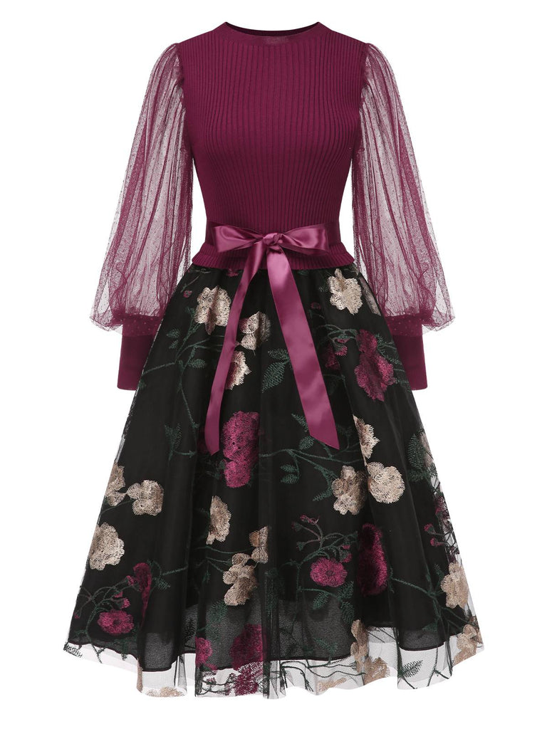 1950s Embroide Floral Mesh Patchwork | 1950s | vintage dress, retro fashion
