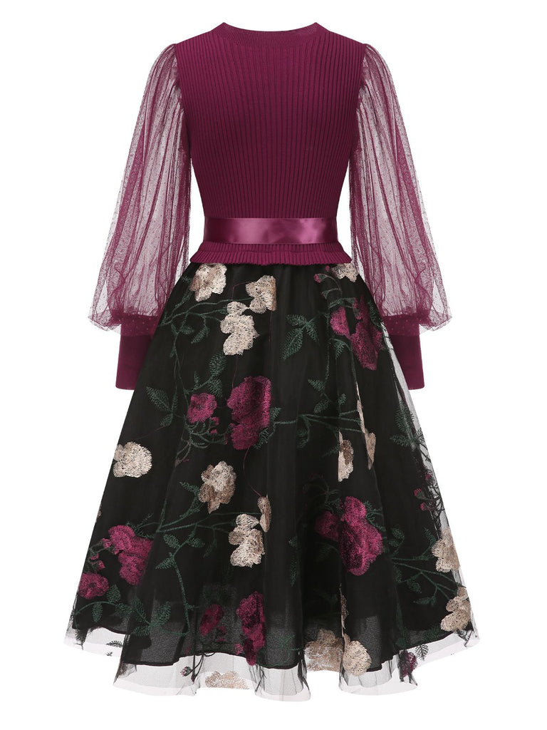 1950s Embroide Floral Mesh Patchwork | 1950s | vintage dress, retro fashion